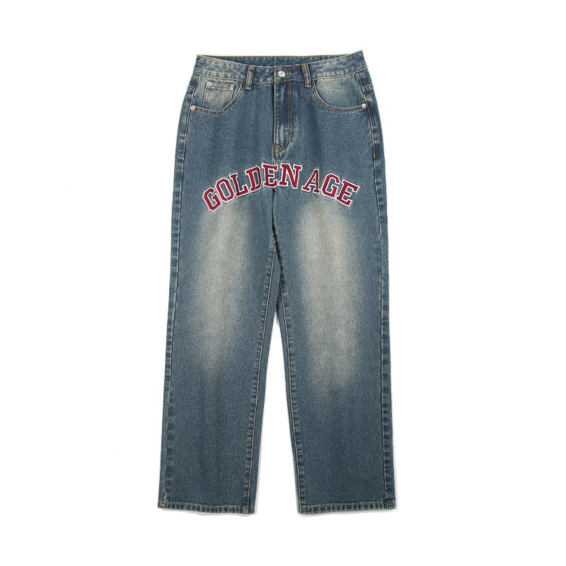 Embroidered Nostalgic Washed Jeans