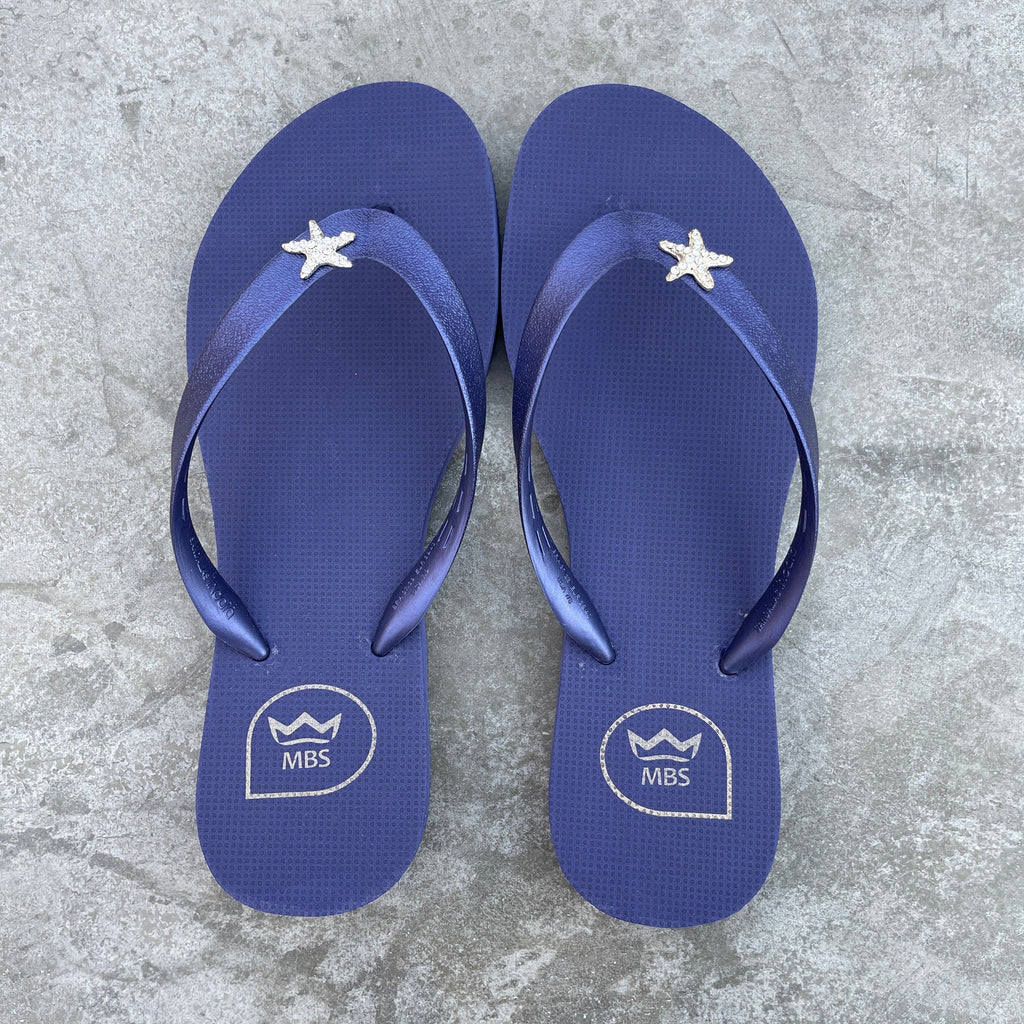 Navy Blue Star Flip Flops