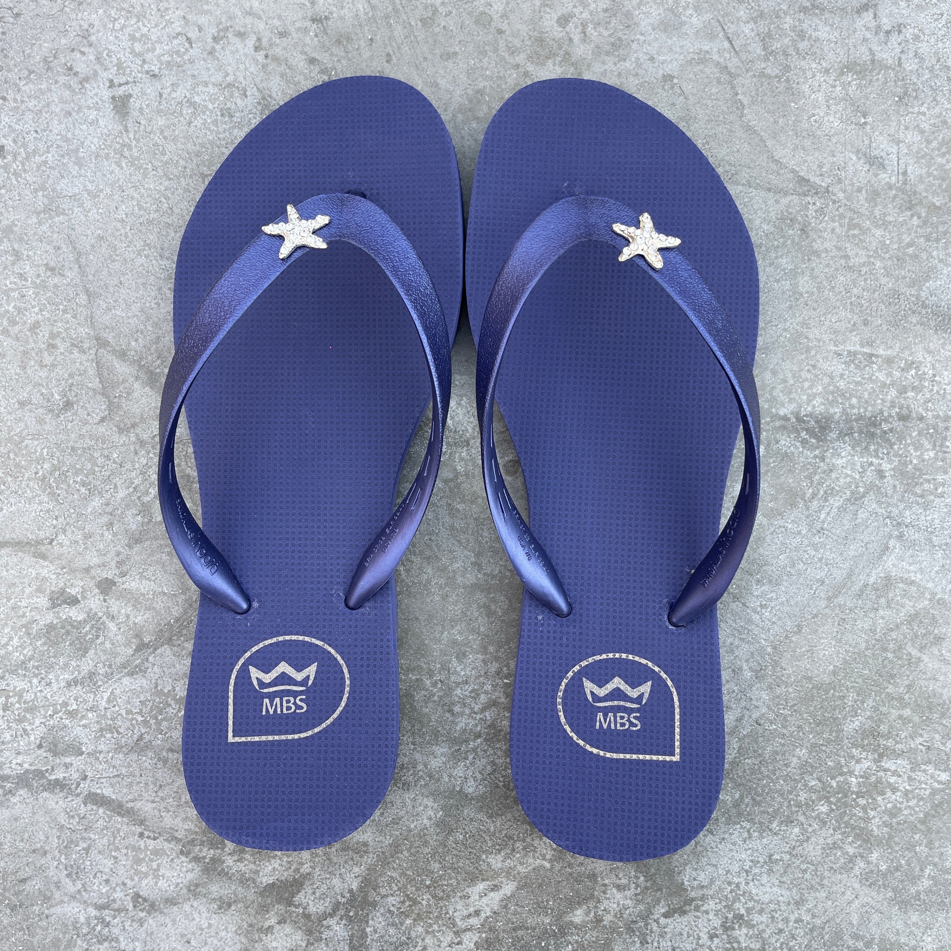 Navy Blue Star Flip Flops