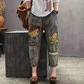 Retro Ethnic Embroidered Patch Jeans
