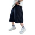Teenage Child Black Denim With Y2K Fashion Style Trousers Toddler Age 4-14Y Boys Denim Shorts Teen Boys Casual Knee-Length Jeans