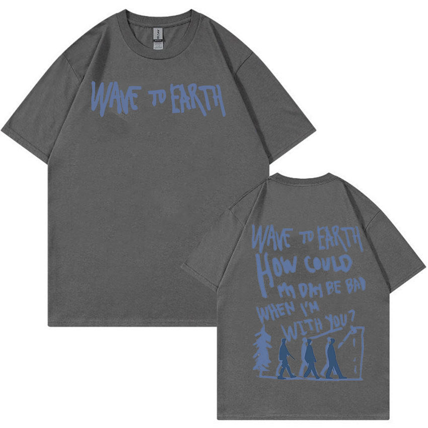 Retro Wave Earth Music Album Print T-Shirt