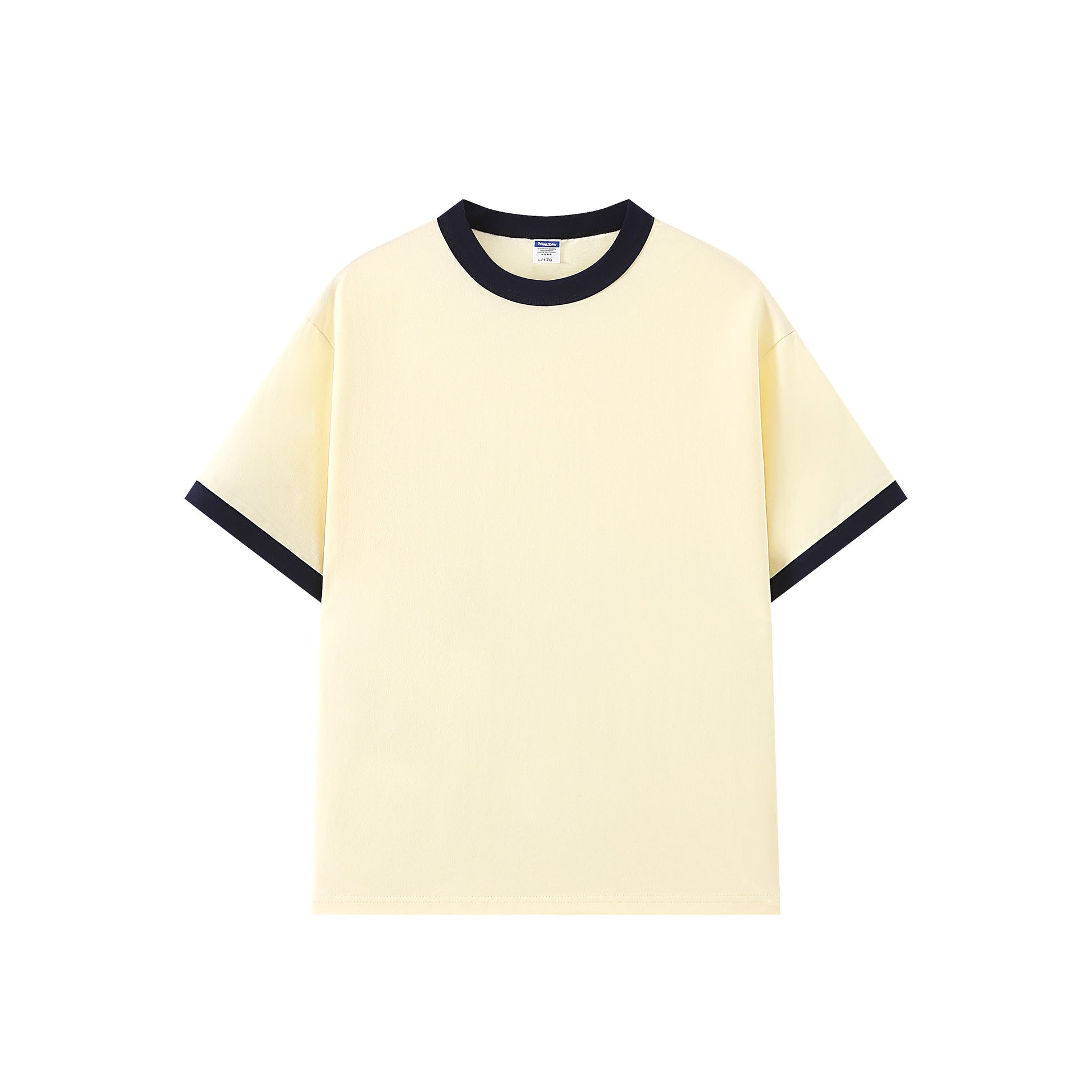 Contrast-color Short-sleeve Crew Neck Spliced Color