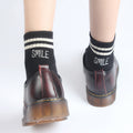 Embroidered smile alphabet two bar socks