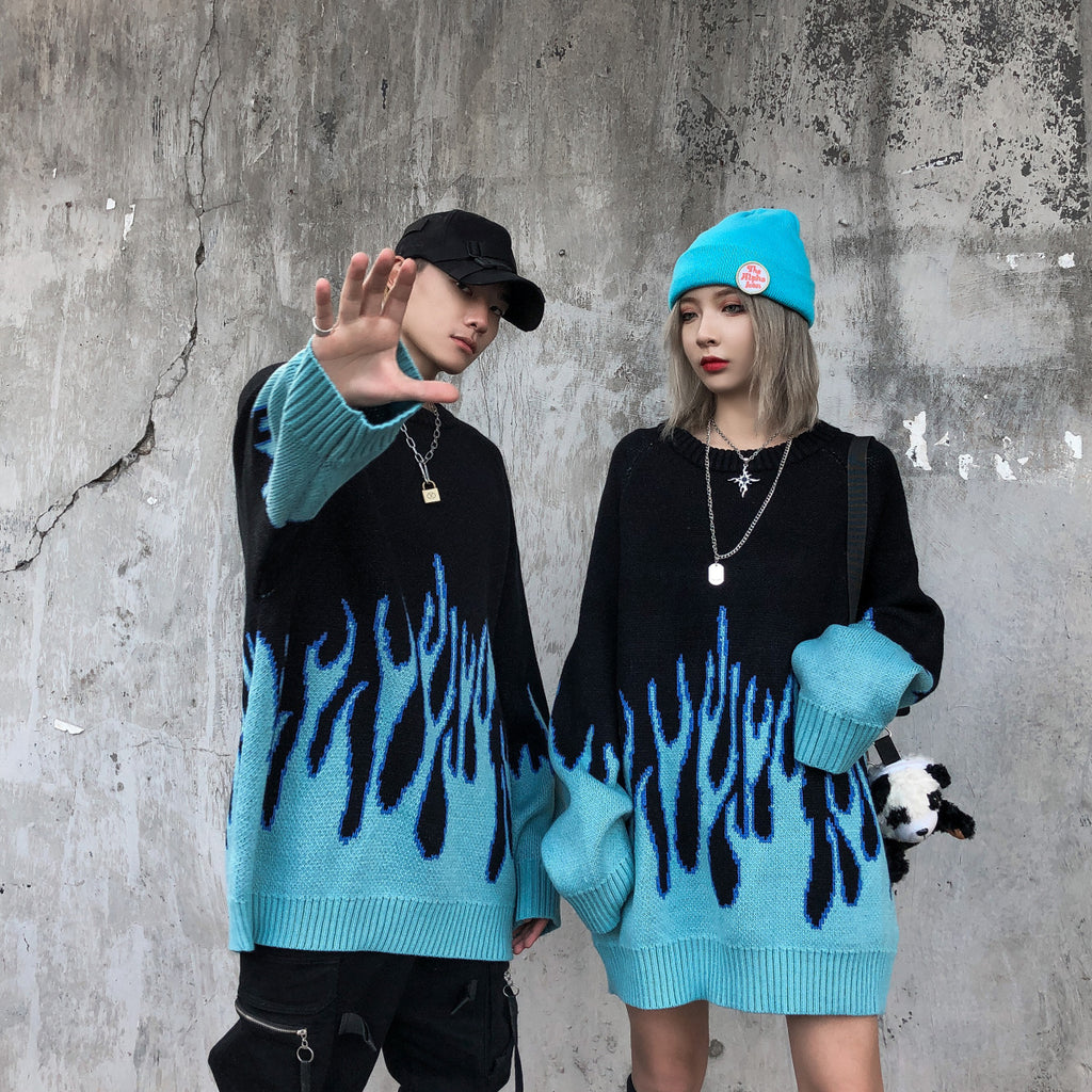Thick embroidered hip-hop couple sweater