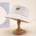 Single-color Embroidered Puppy Adjustable Fashionable And Simple Style Wide-brimmed Sun Hat For Fishermen Suitable For Daily Outings And Traveling