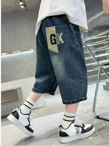 Kids Denim Shorts Summer New Children's Loose Teen Capri Pants High Quality Boys Clothes Short Jeans 5 6 7 8 9 10 11 12 13 14Y