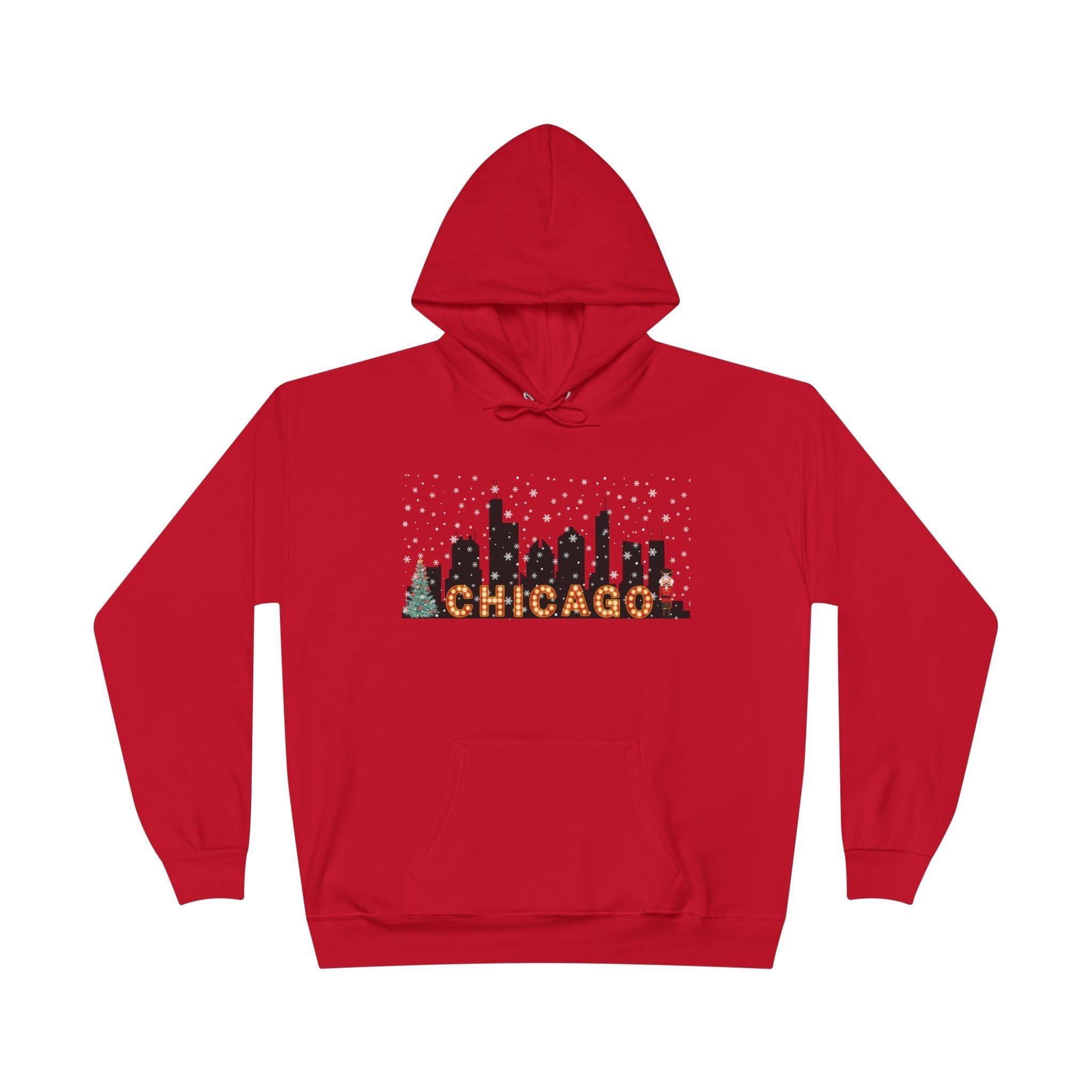 Chicago Skyline Winter Pullover Hoodie - Unisex