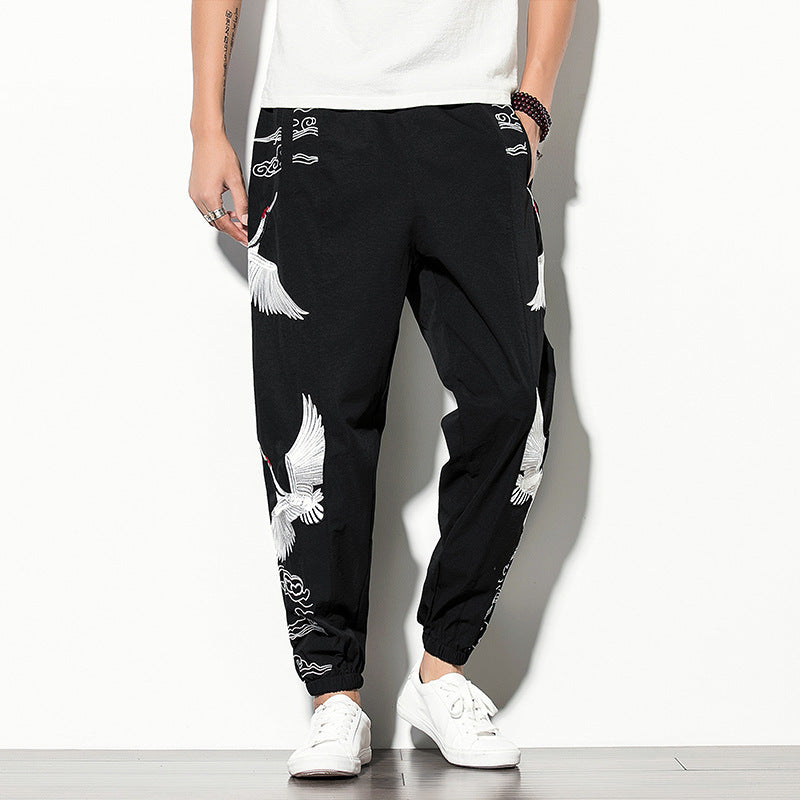 Embroidered crane legs