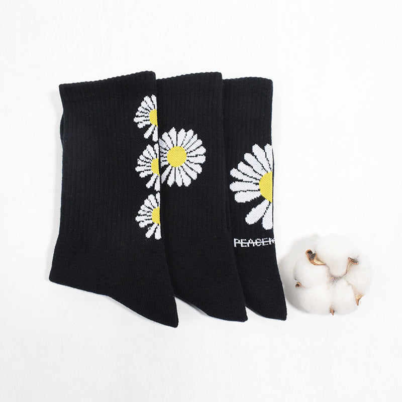 Daisy Flower Socks, Stall Sourcing, Medium Tube Stockings