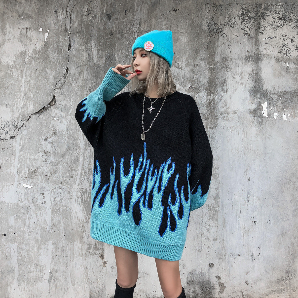 Thick embroidered hip-hop couple sweater