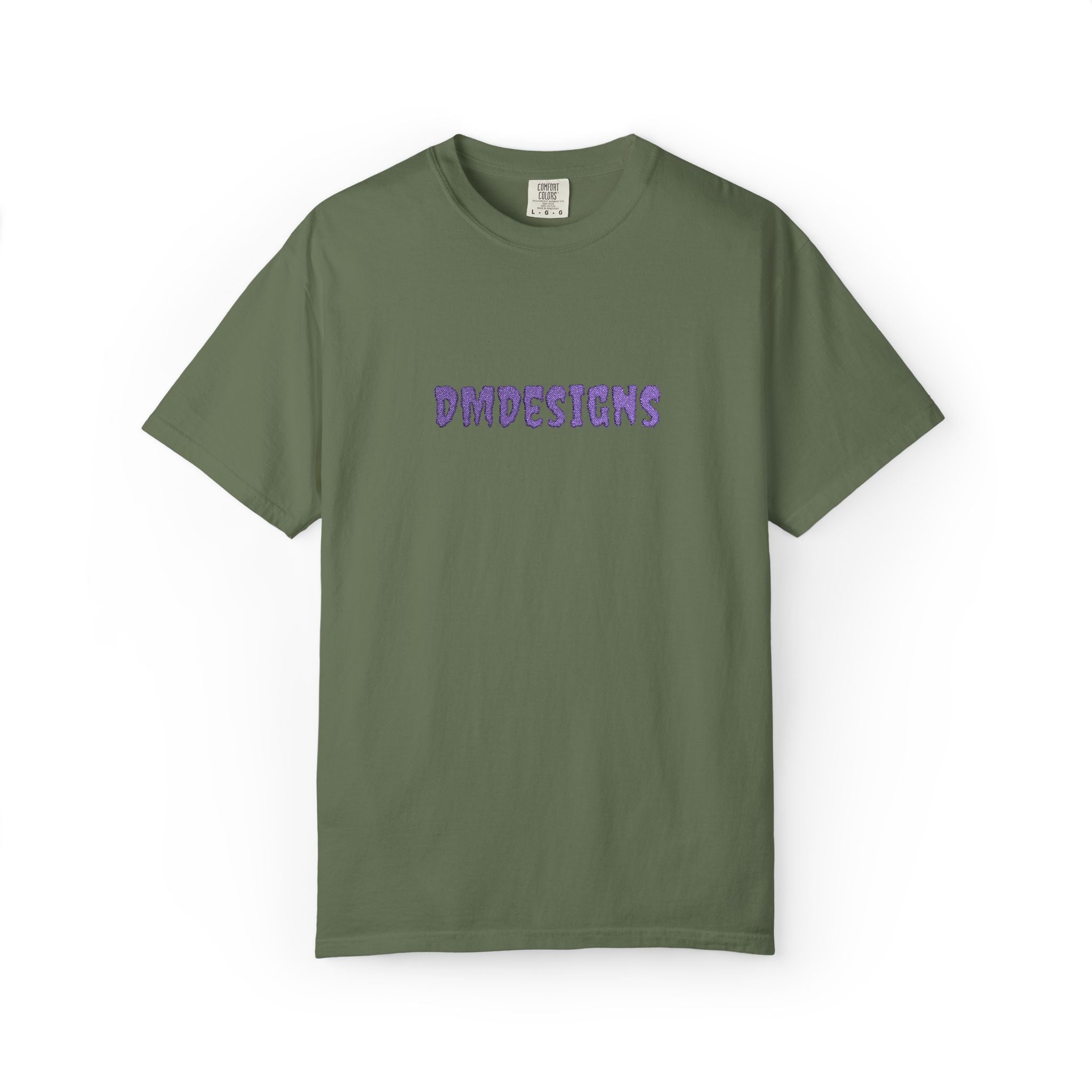 T-Shirt — "DMDesigns" Purple Floral Script Graphic
