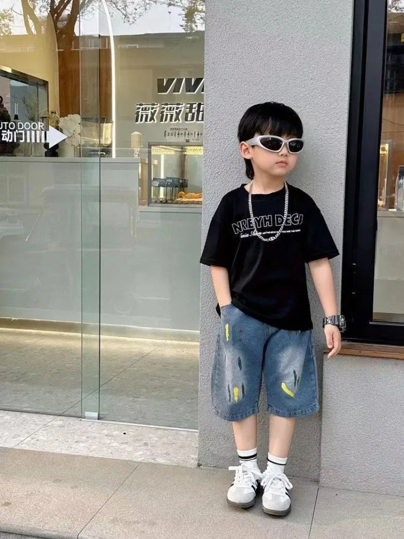 2026 New Boys' Denim Shorts Summer Casual 5 Lightweight Streetwear for Toddler To Teen Boys