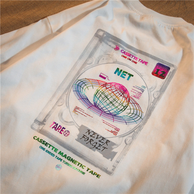 National Tide Reflective Short Sleeve T-shirt Men's Round Neck Printing
