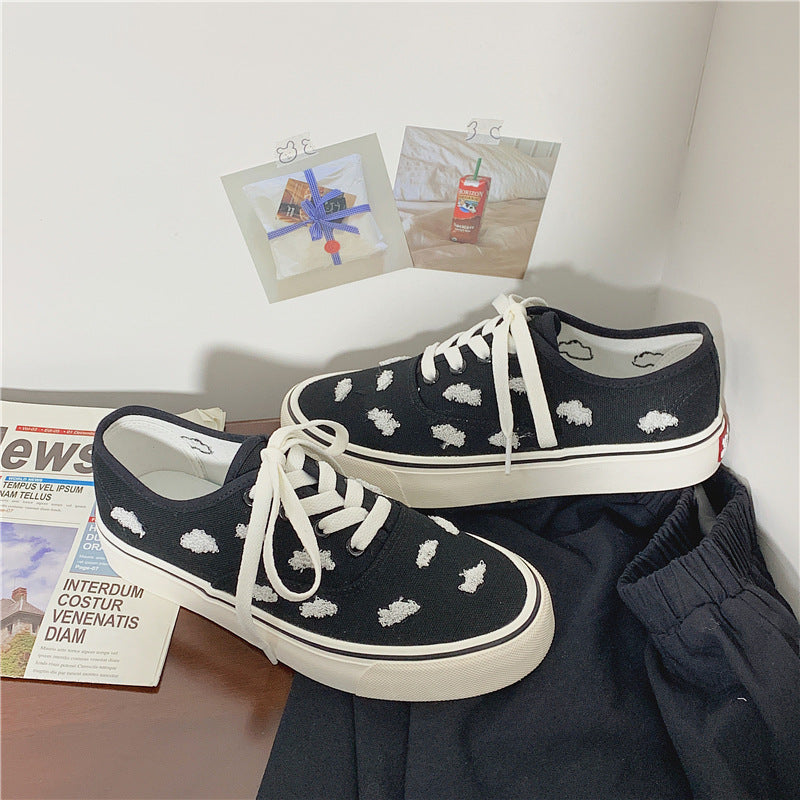 Women's Lace-up Embroidered Canvas Shoes