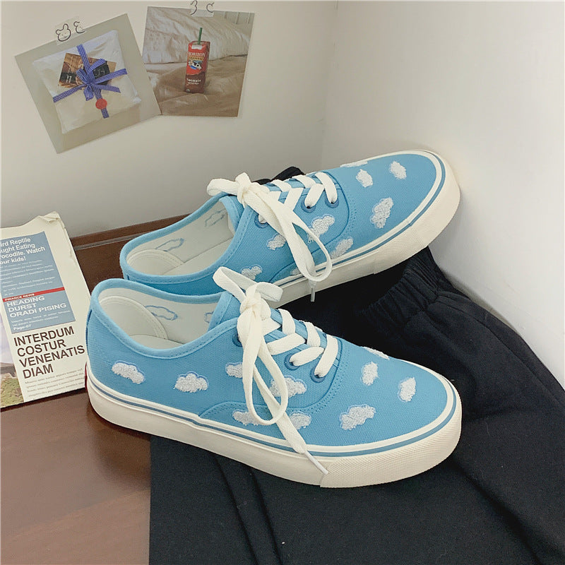 Women's Lace-up Embroidered Canvas Shoes