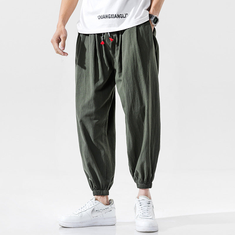 Loose Linen Casual Pants Cropped Trousers