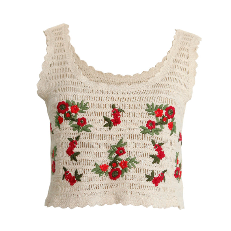 Watercolor Neverland Knitted Hollow Embroidered Vest