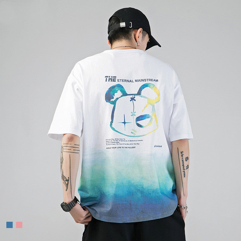 Hanlu Main Series Summer New Fashion Brand Spoof Bear Print T-shirt