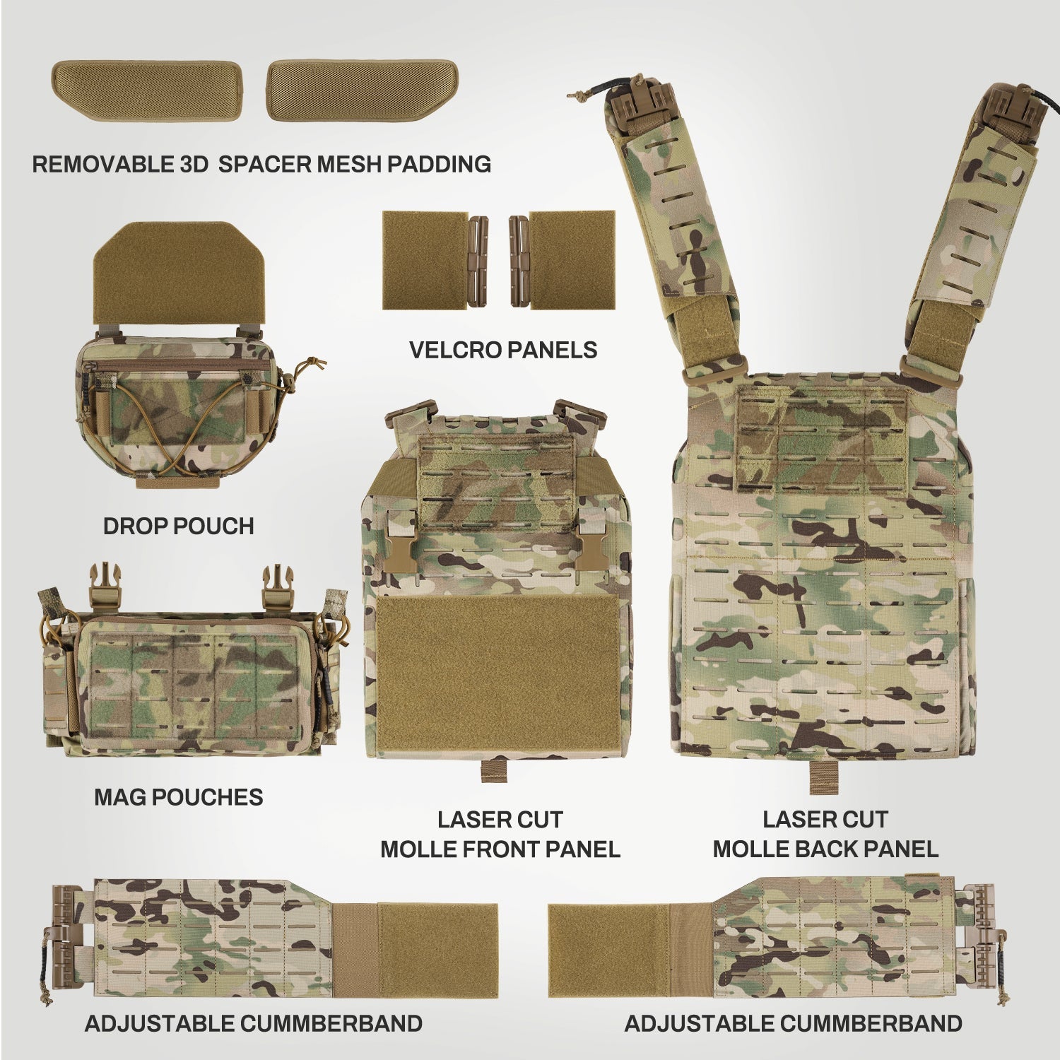VOTAGOO® Adjustable Tactical Vest with Admin Drop Pouch