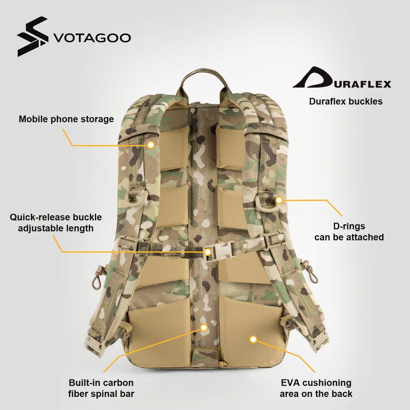VOTAGOO® Tactical Backpack with Carbon Frame