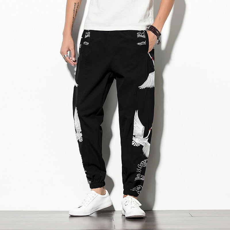 Embroidered crane legs