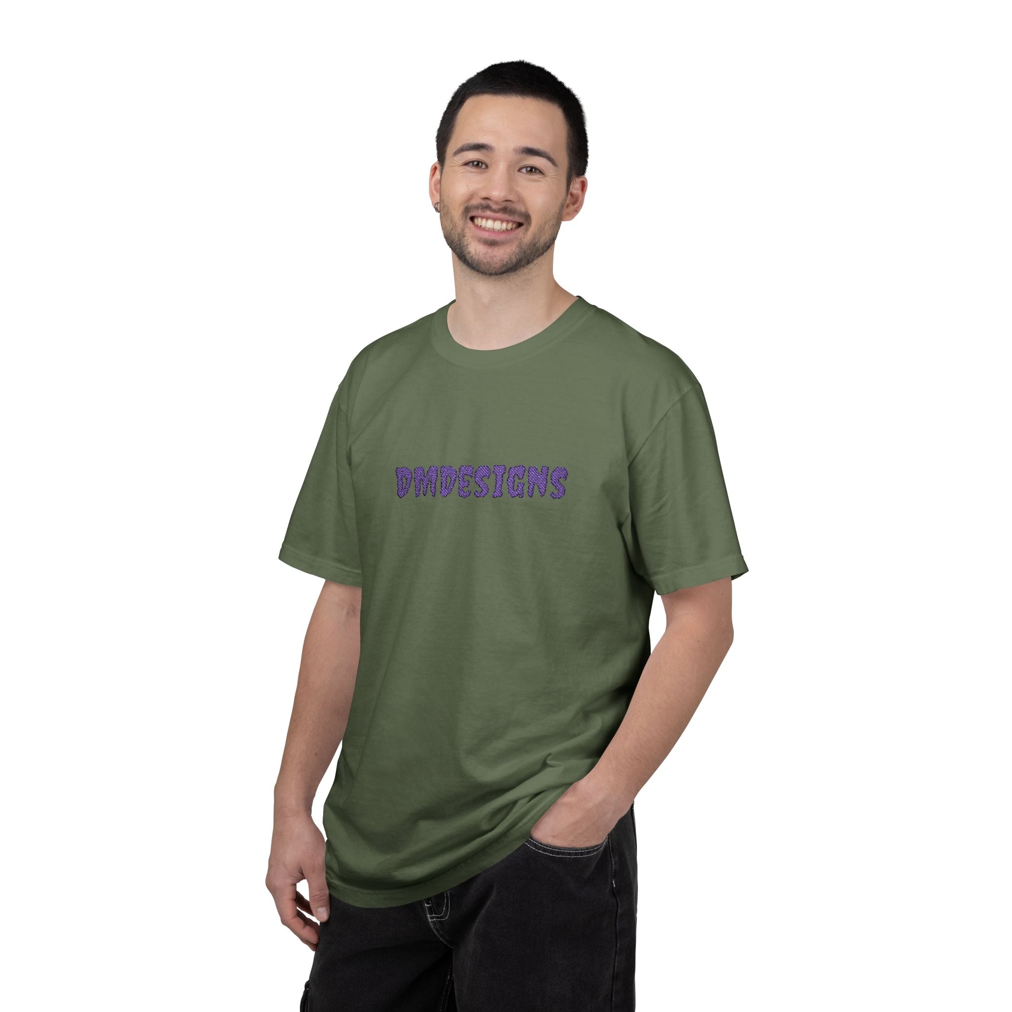 T-Shirt — "DMDesigns" Purple Floral Script Graphic