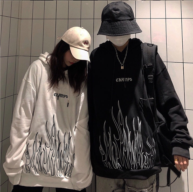 Flame embroidered hoodie