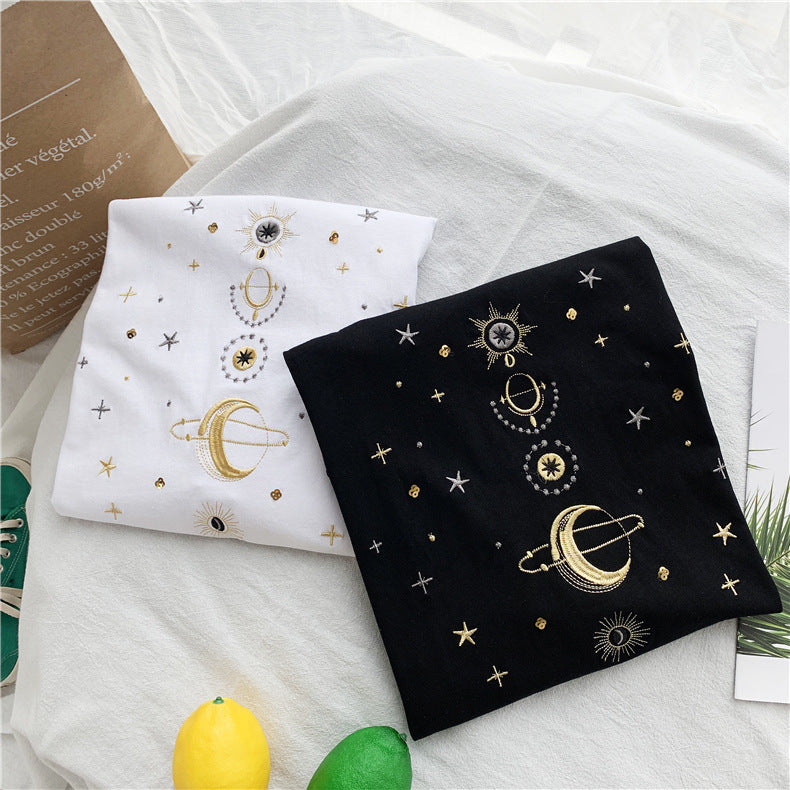 Embroidered loose top Mori bottoming shirt
