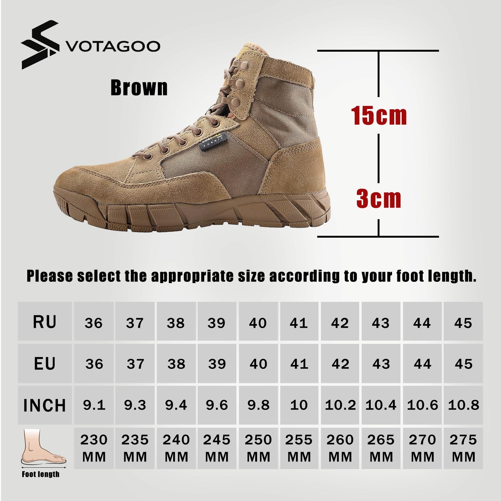 VOTAGOO® Men's Lightweight Military Tactical Boots