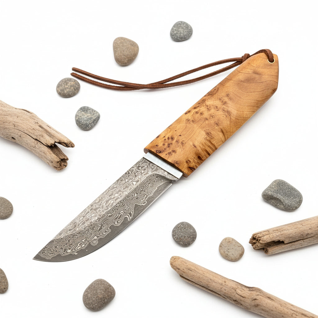 Damascus VG10 Short Knife – Outdoor EDC Camping Knife