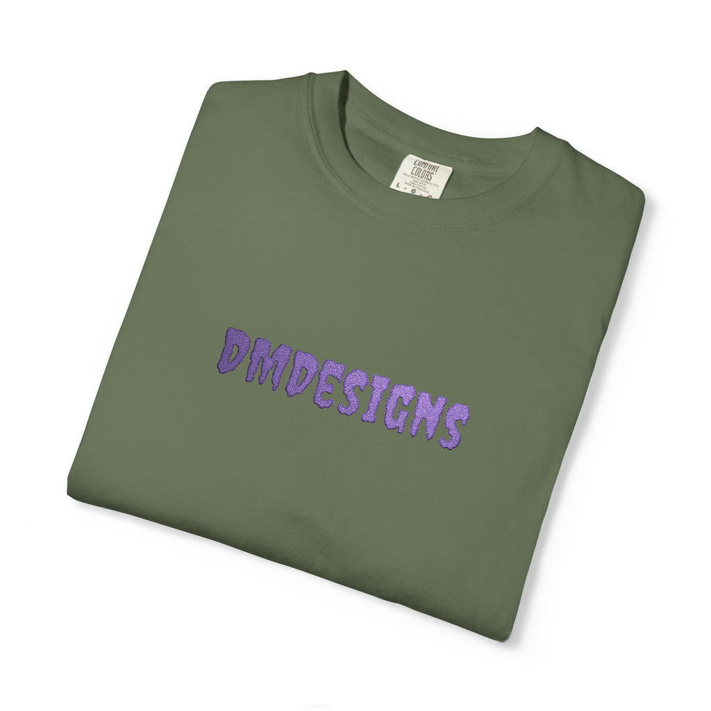 T-Shirt — "DMDesigns" Purple Floral Script Graphic