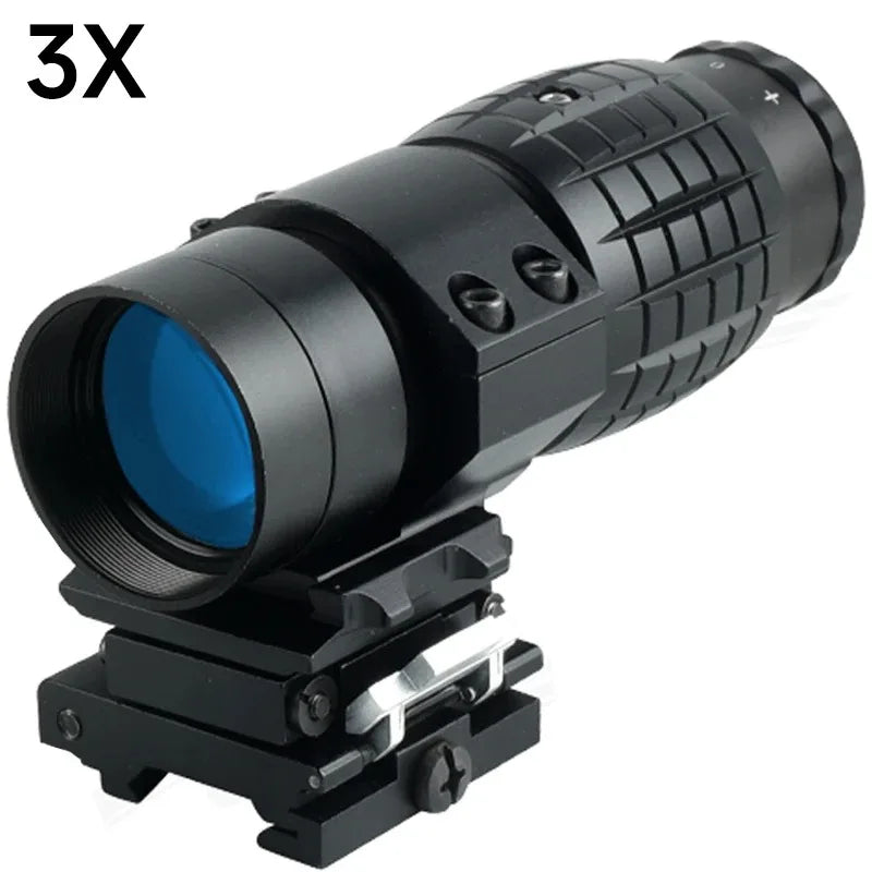 558 Holographic Scope 558+3x Tactical Optics Sights with Flip-up Quick Detachable Red/Green Dot Hunting Airsoft 3x Magnifier