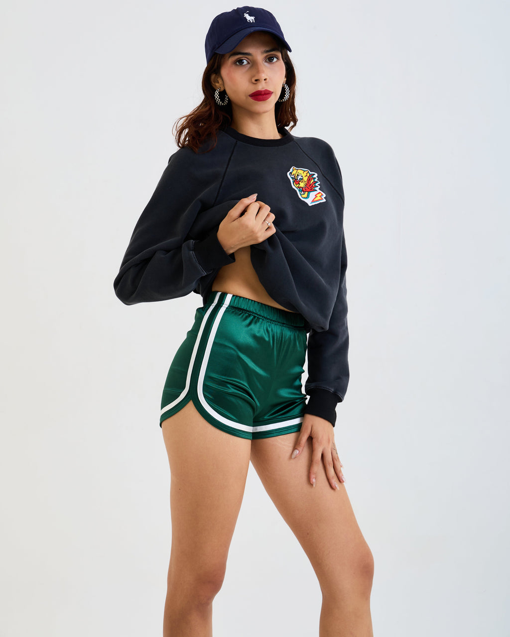 Vintage Satin Running Shorts  – Women's Retro Track Shorts with White Trim