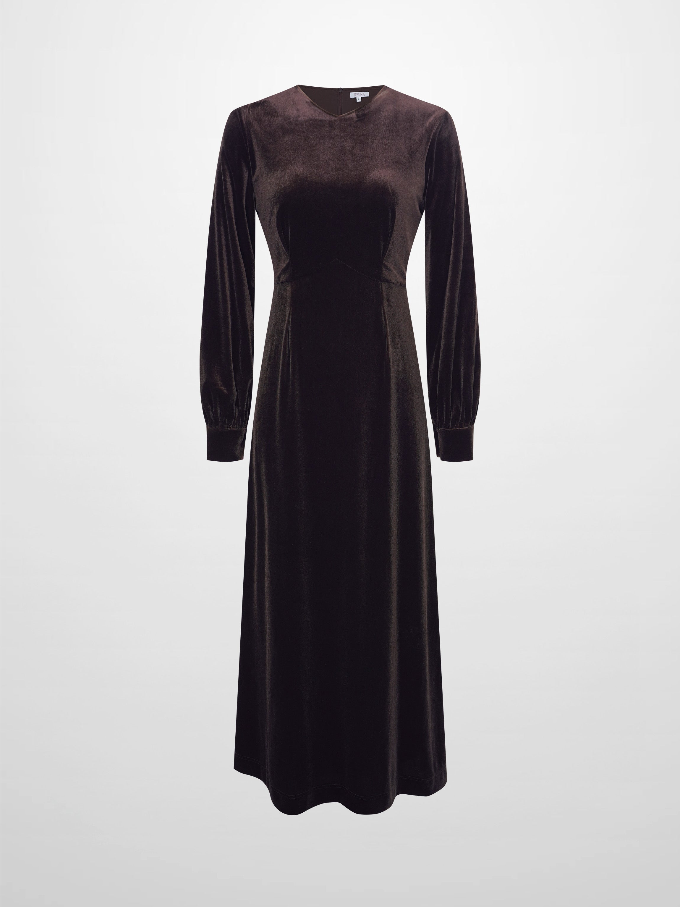Velour Empire Waist Maxi Dress-Brown