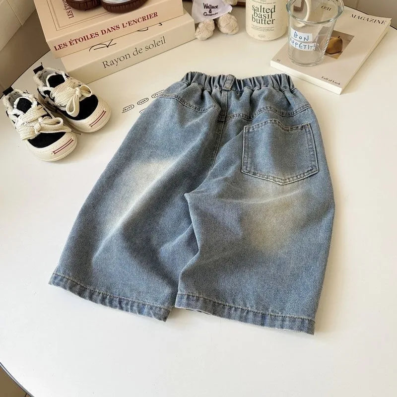 2026 New Boys' Denim Shorts Summer Casual 5 Lightweight Streetwear for Toddler To Teen Boys