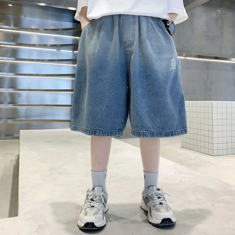 Boys Loose Fit Gradient Summer Shorts Teens Child Casual Knee-Length Jeans Pants 5 7 9 11 13 14 Y Classic Kids Denim Shorts