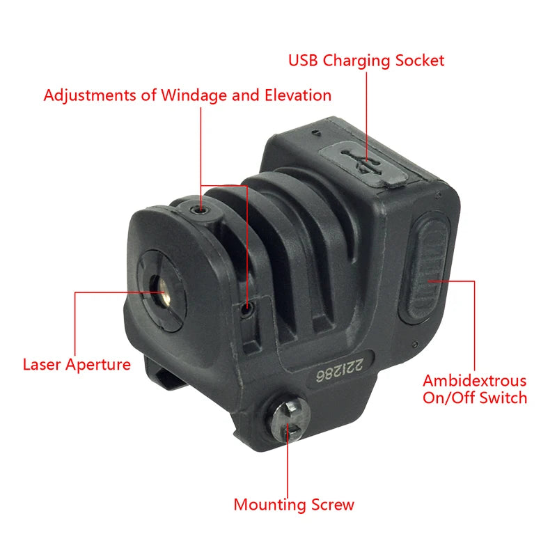 Blue Green Red Dot Laser Sight USB Rechargeable Glock 17 19 Taurus G2C Pistol Gun Fit For Picatinny Rail Aiming Lazer Pointer