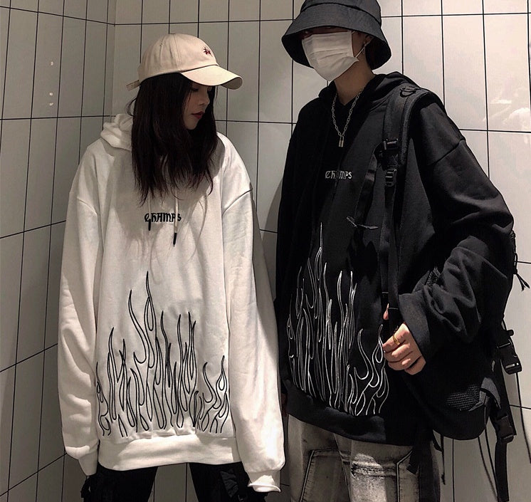 Flame embroidered hoodie