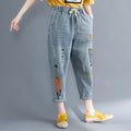 Women's embroidered casual jeans
