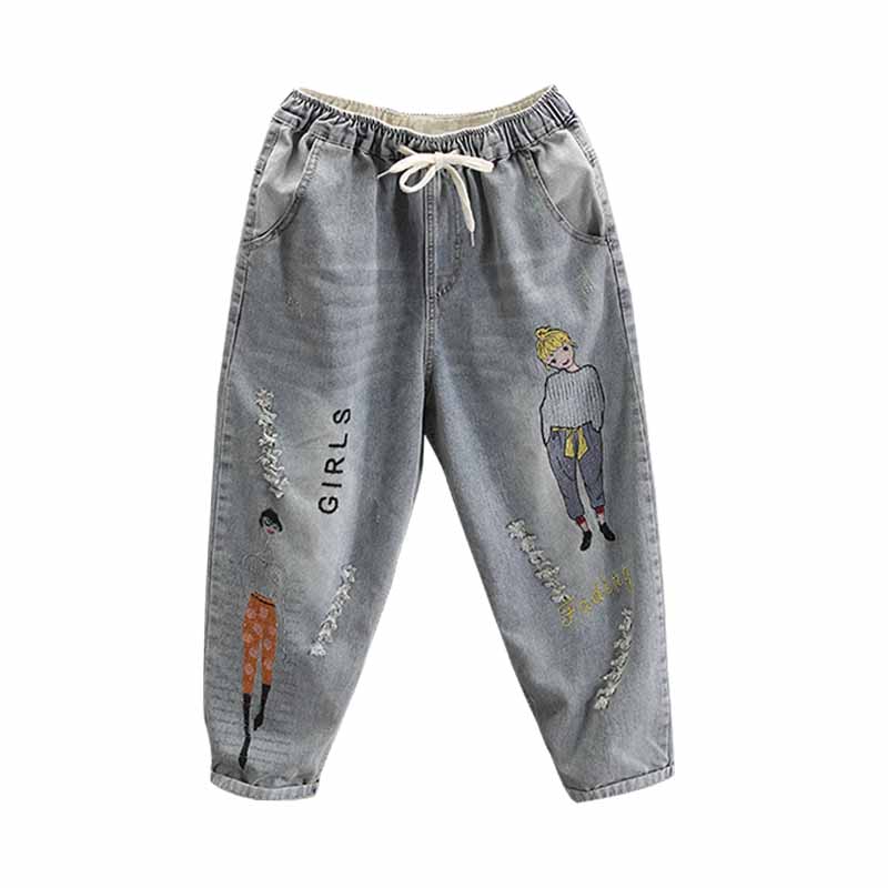 Women's embroidered casual jeans