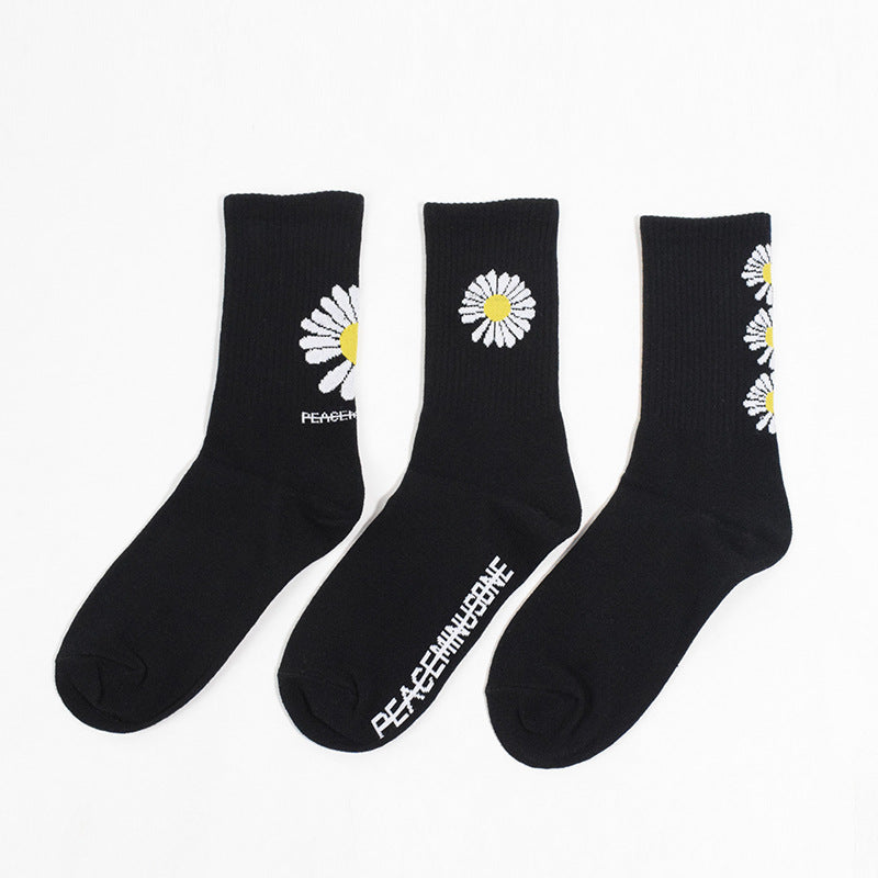 Daisy Flower Socks, Stall Sourcing, Medium Tube Stockings