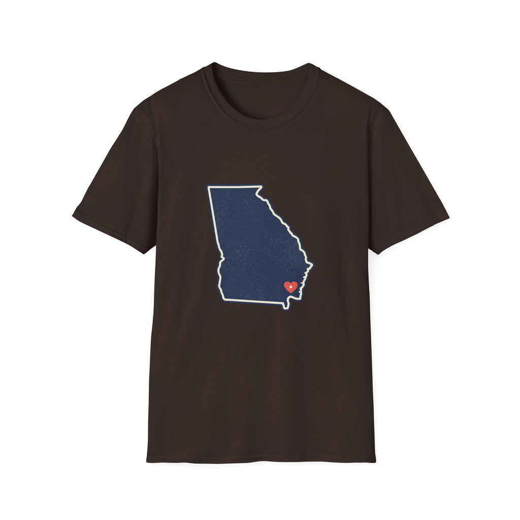 Georgia State Outline T-Shirt with Heart – Home State Pride Tee