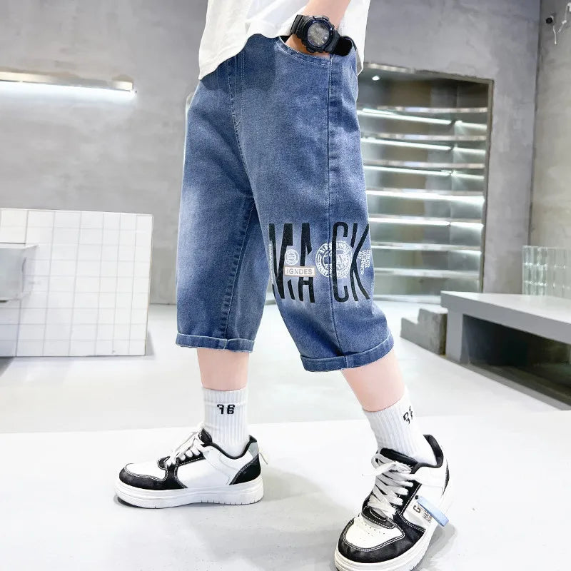 Kids Denim Shorts Summer New Children's Loose Teen Capri Pants High Quality Boys Clothes Short Jeans 5 6 7 8 9 10 11 12 13 14Y