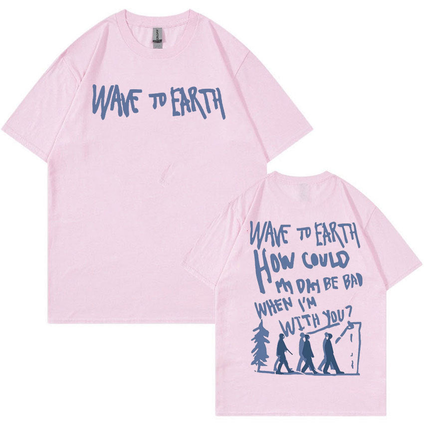 Retro Wave Earth Music Album Print T-Shirt