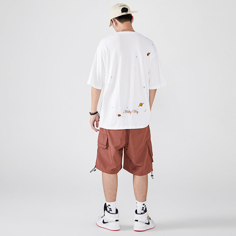 Starry sky embroidered short-sleeved t-shirt