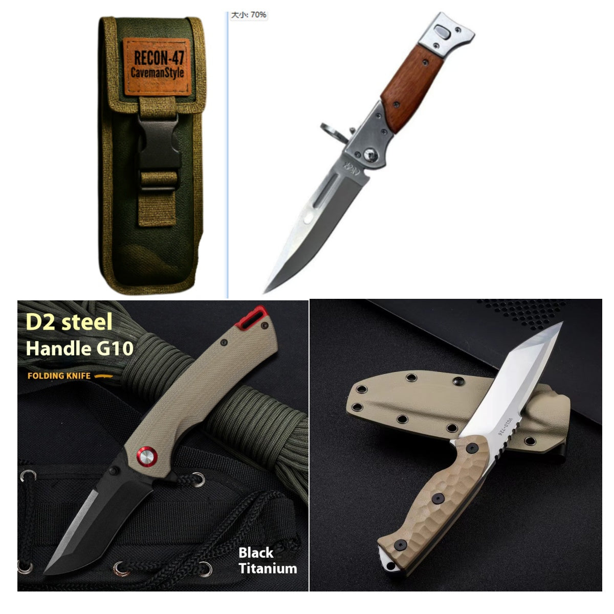 High Hardness D2 Steel G10 Handle Stainless Steel Folding Knife