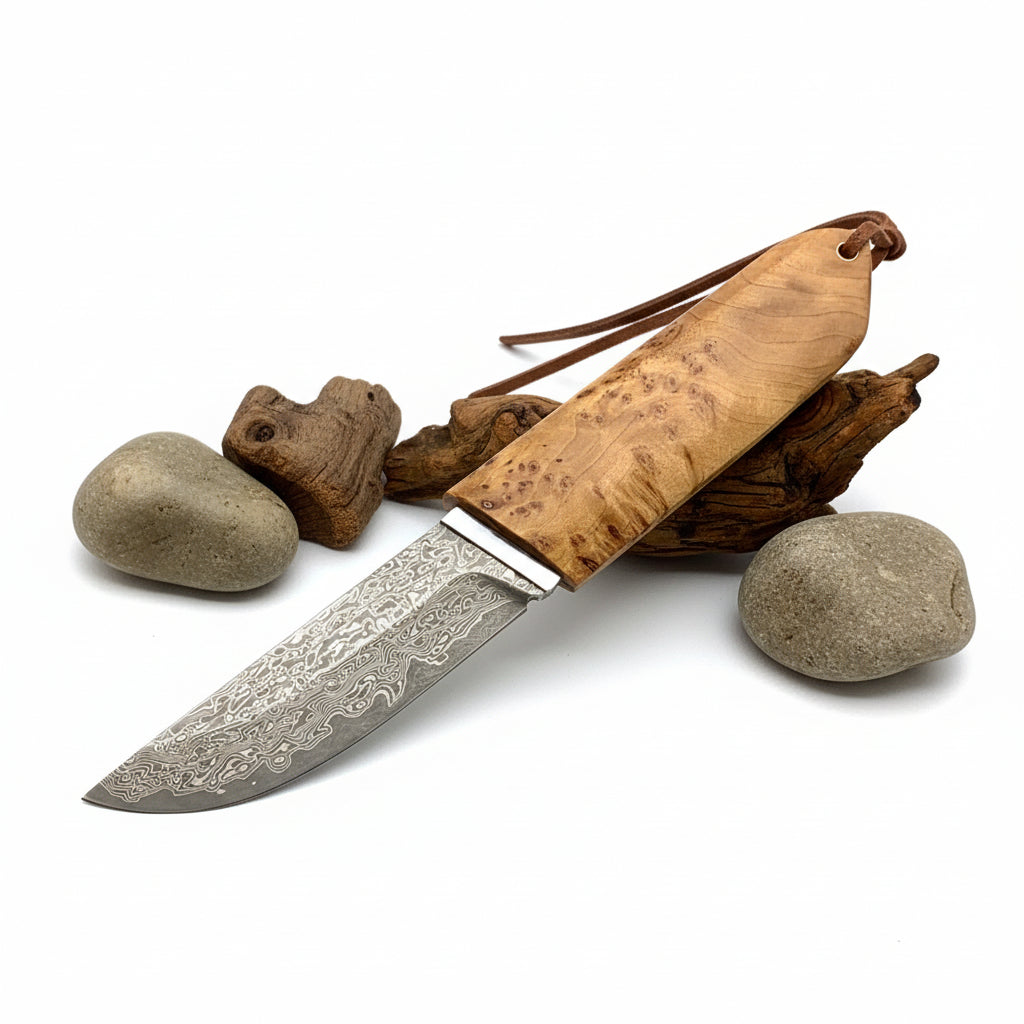 Damascus VG10 Short Knife – Outdoor EDC Camping Knife