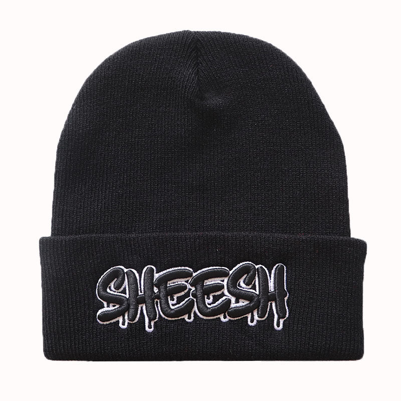 Embroidered SHEESH Knitted Hat Warm Woolen
