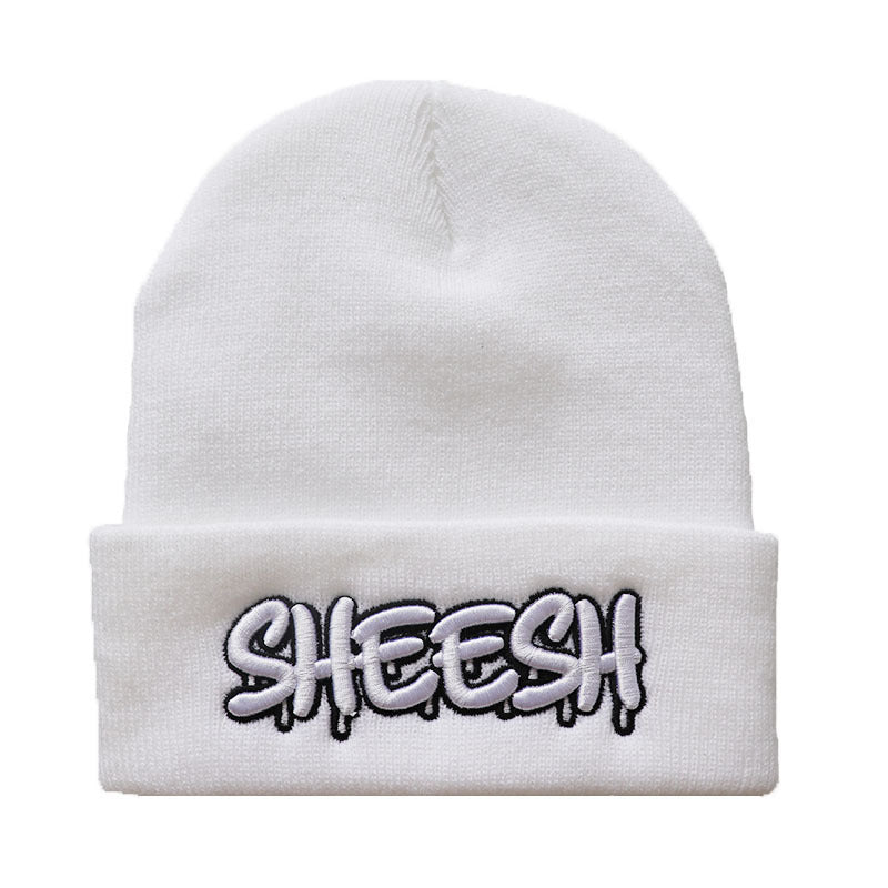 Embroidered SHEESH Knitted Hat Warm Woolen